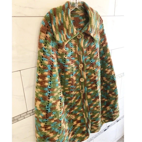 Vintage Handmade Poncho in Earth Tones…Gorgeous! - Picture 2 of 7